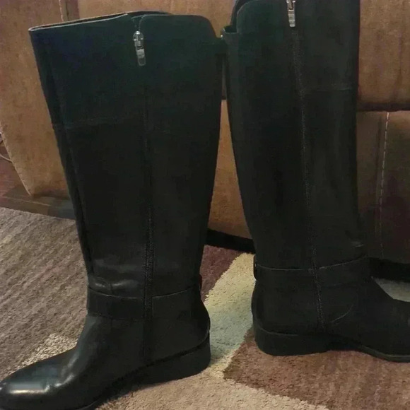 Marc Fisher Medium Calf Leather Riding Boots Gatway Coffee Bean - Picture 7 of 9